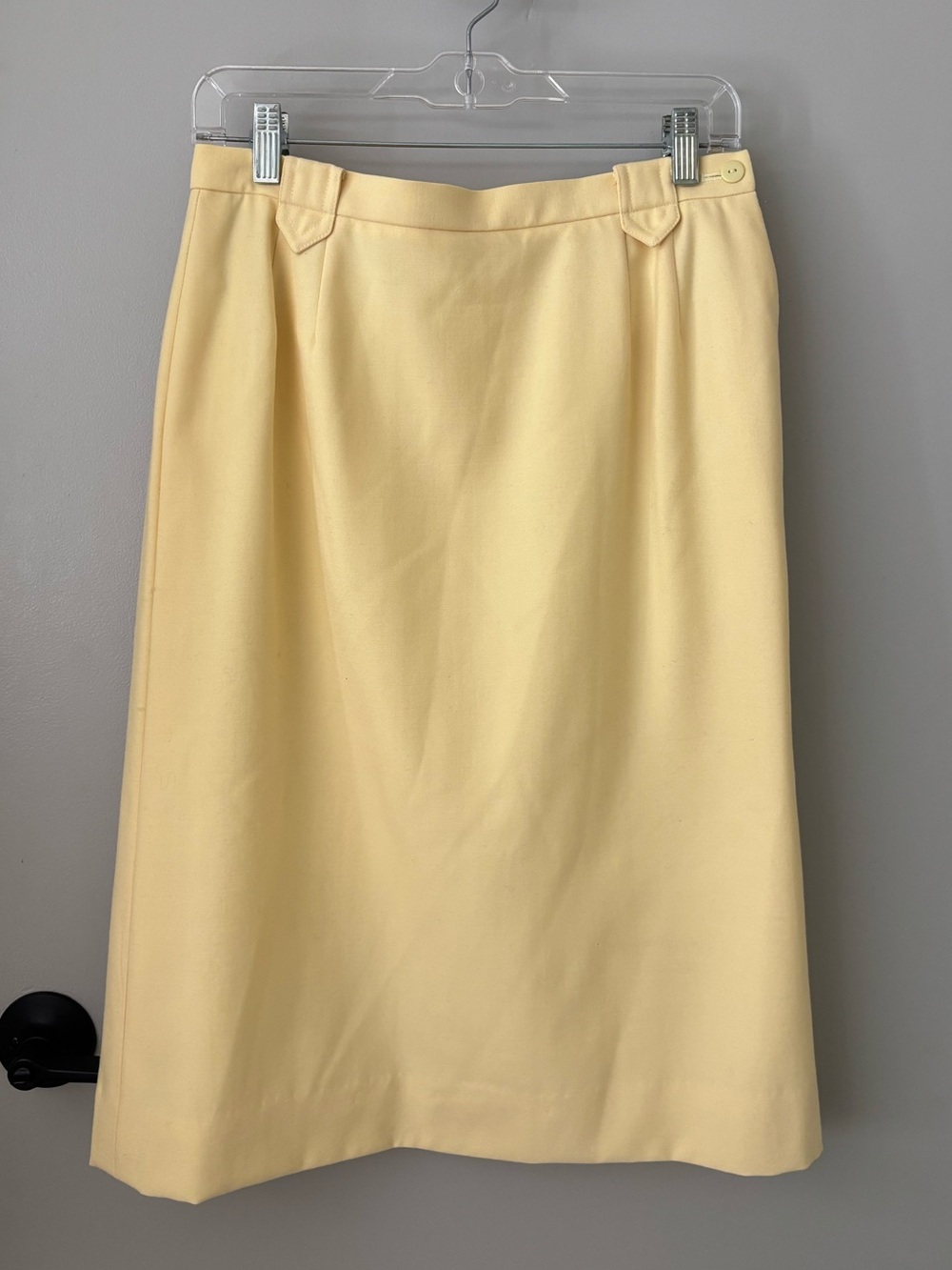 Vintage Jaeger Made in Great Britain Yellow Wool Midi Skirt